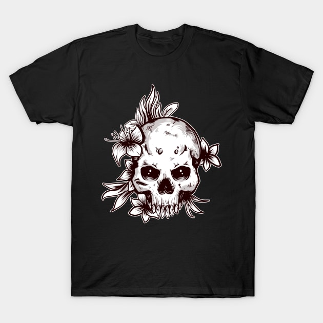 Skull flower T-Shirt by khamidfarhan182
